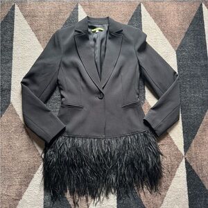 Gianni Bini Black Feather-Trim Blazer